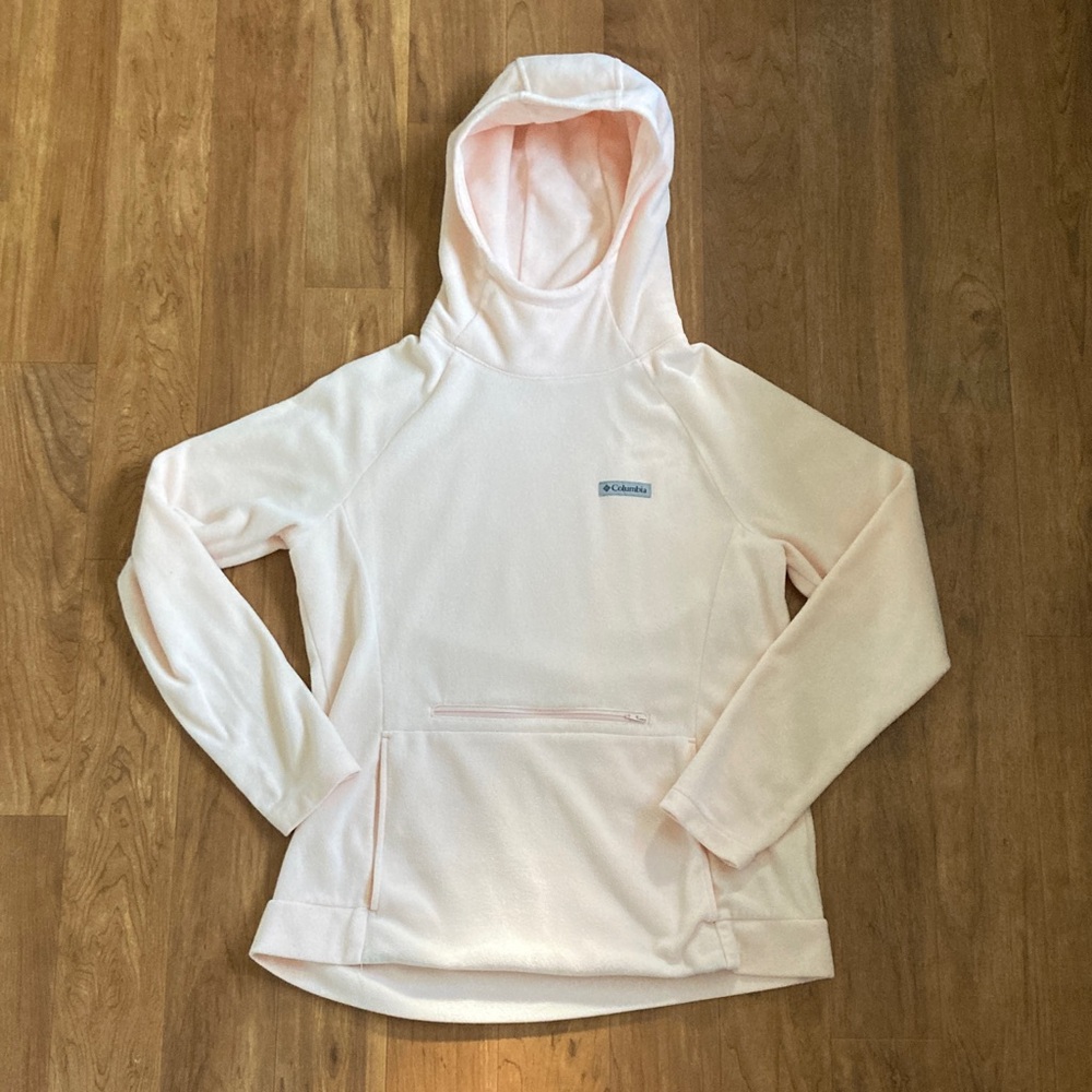 Columbia peach colored fleece pullover hoodie